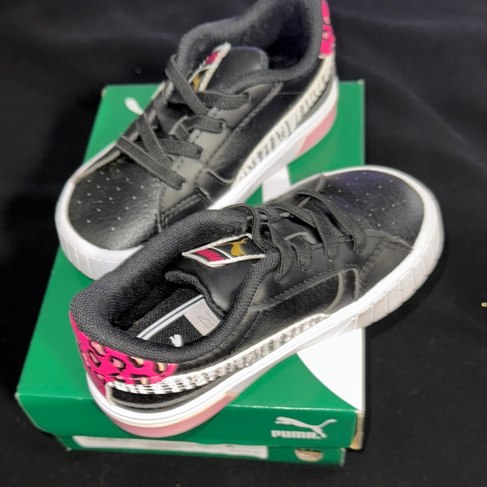 Puma Black Sneakers with Animal Print Accents 8c